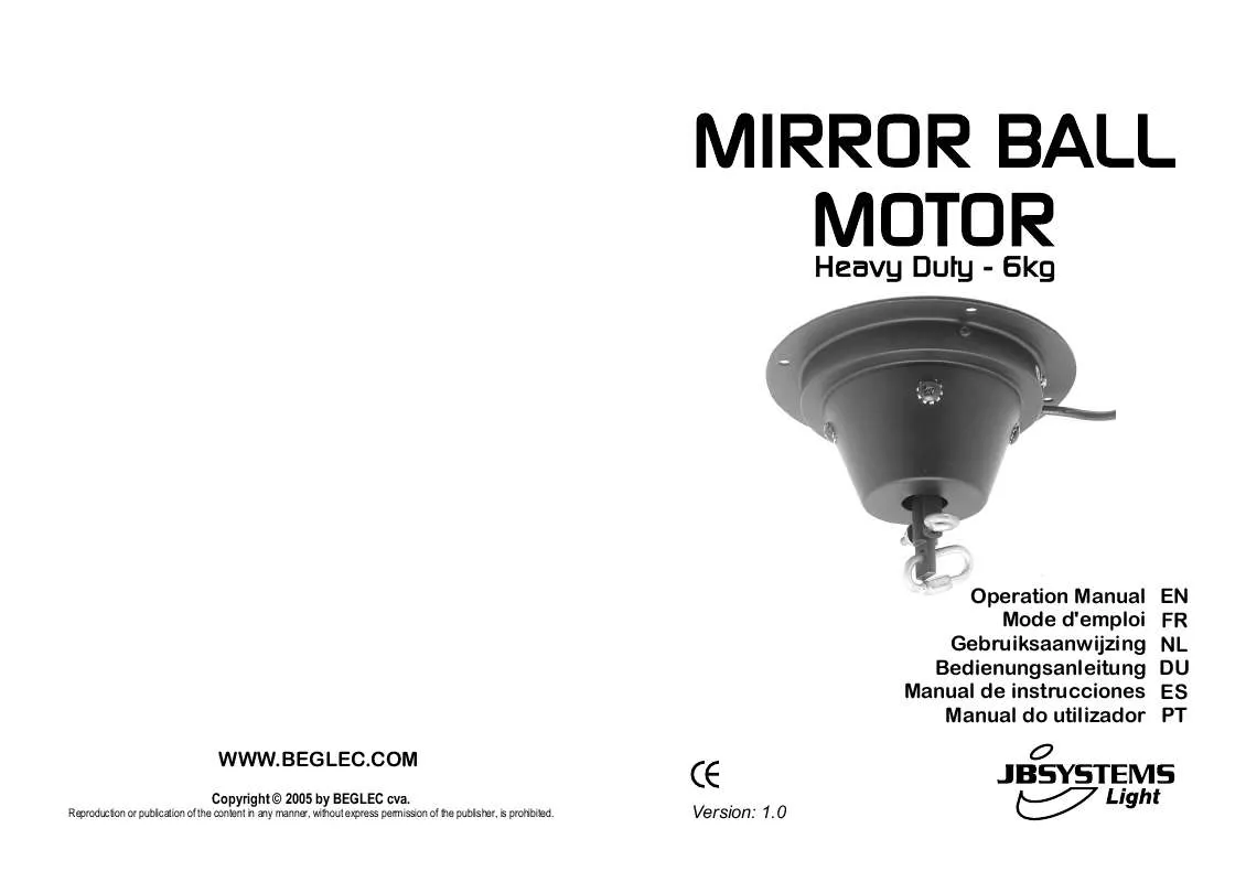 Mode d'emploi BEGLEC MIRROR BALL MOTOR