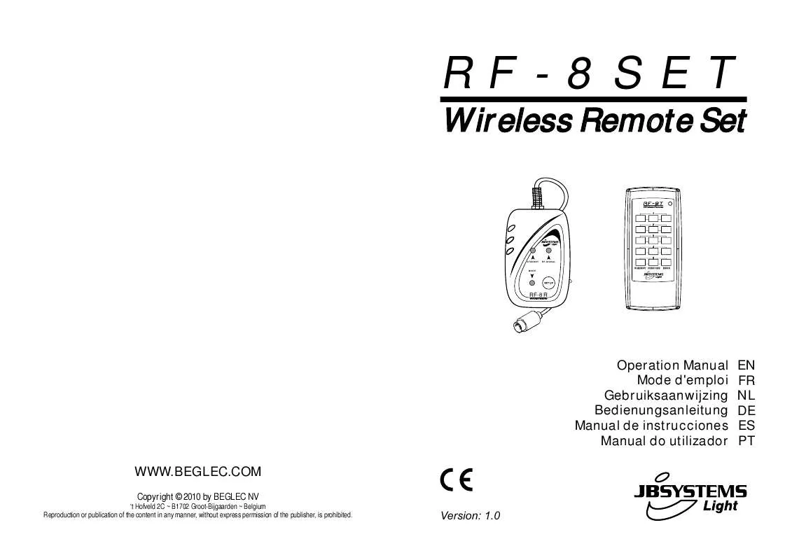 Mode d'emploi BEGLEC RF-8 SET