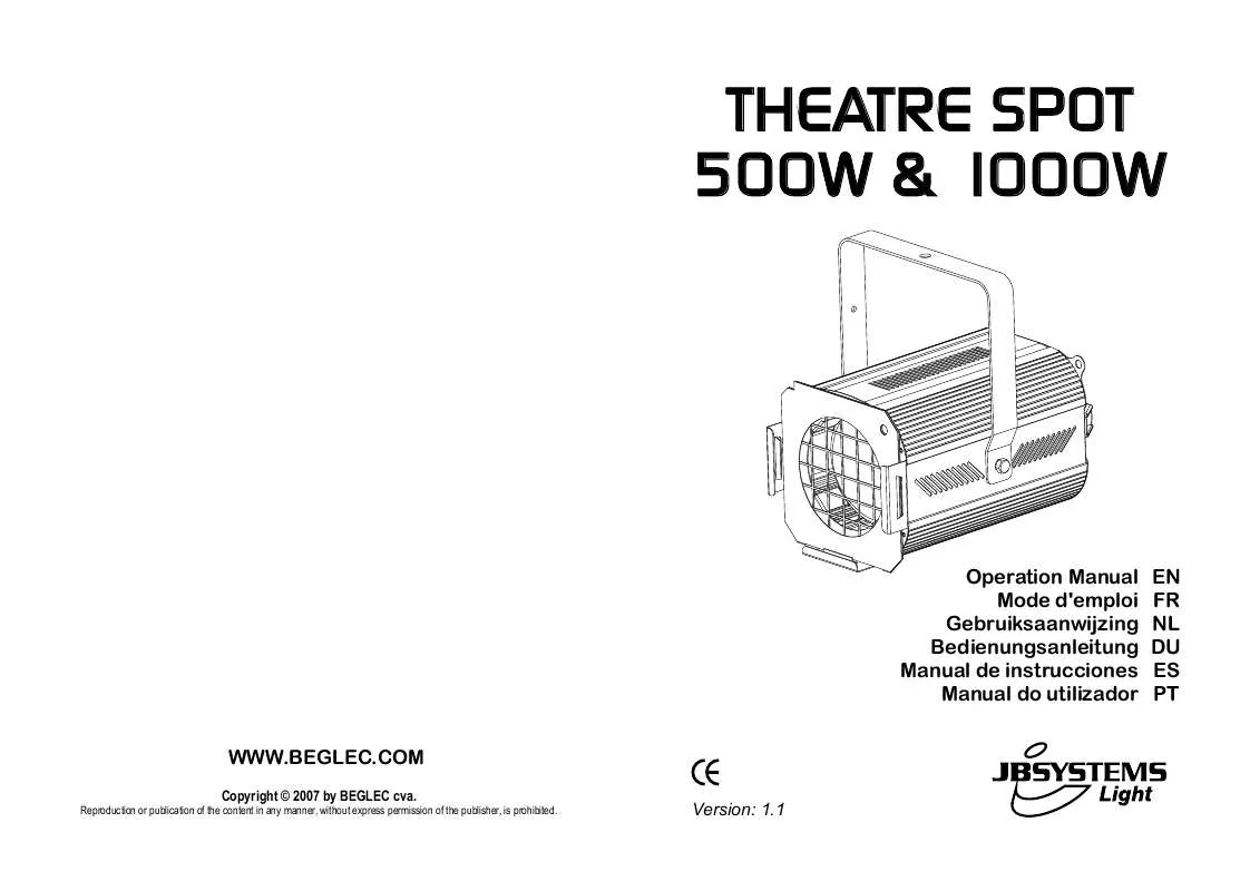 Mode d'emploi BEGLEC THEATRE SPOT 1000W