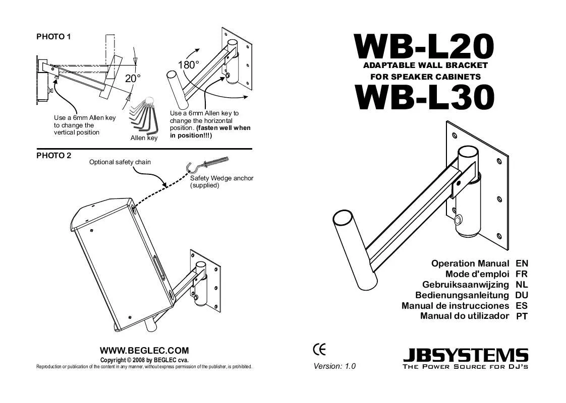 Mode d'emploi BEGLEC WB-L20