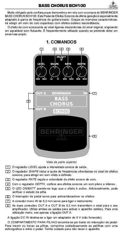 Mode d'emploi BEHRINGER BCH100