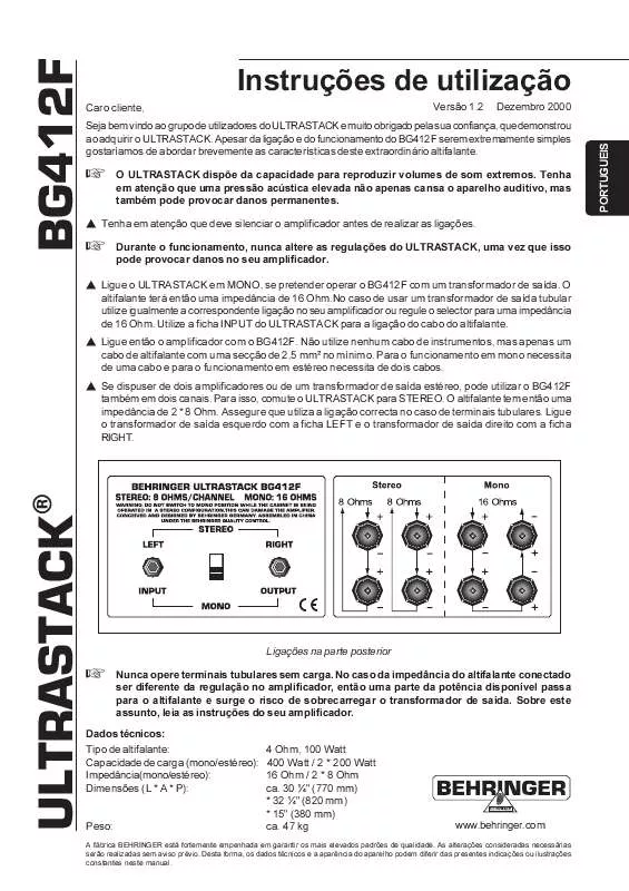 Mode d'emploi BEHRINGER BG412F