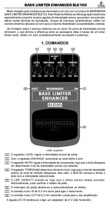 Mode d'emploi BEHRINGER BLE100