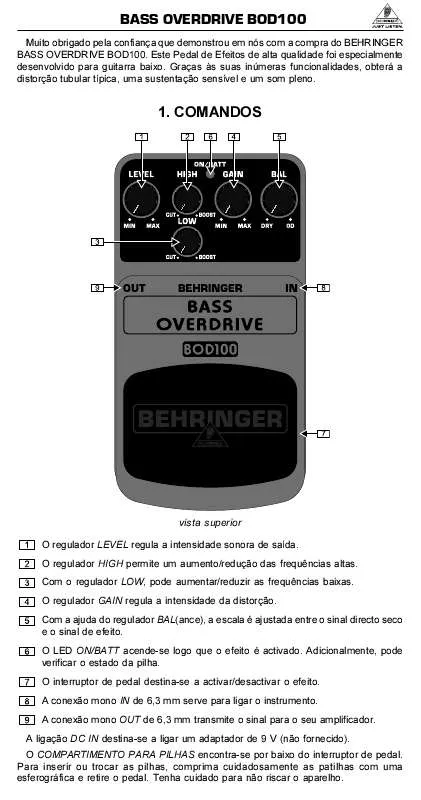 Mode d'emploi BEHRINGER BOD100