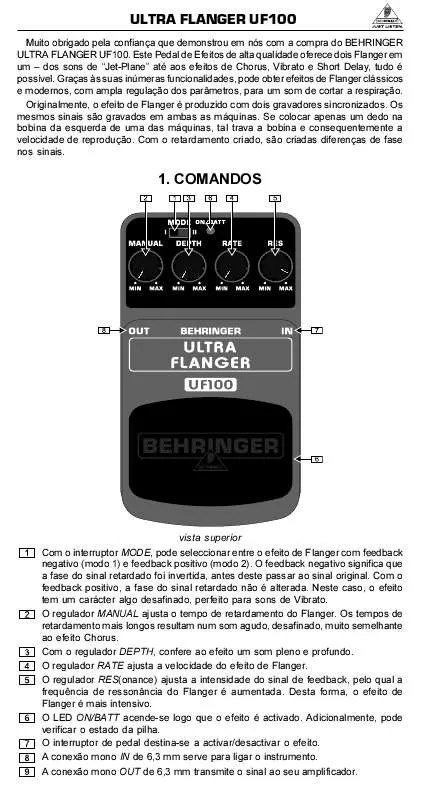 Mode d'emploi BEHRINGER UF100