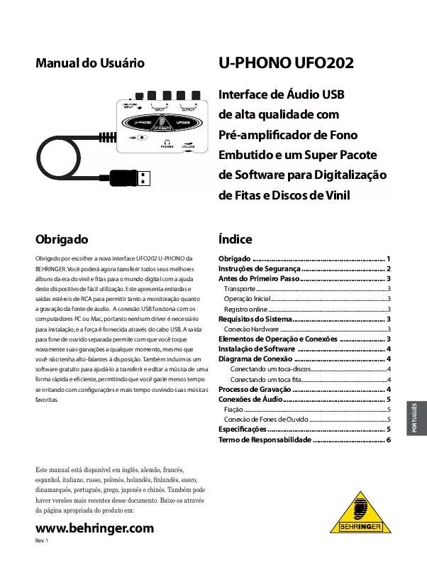 Mode d'emploi BEHRINGER UFO202