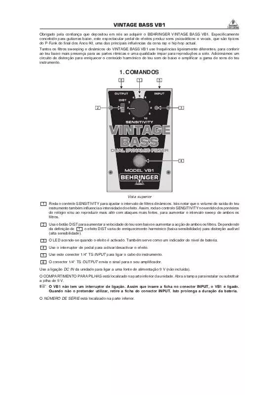 Mode d'emploi BEHRINGER VB1