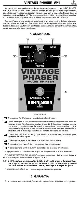 Mode d'emploi BEHRINGER VP1