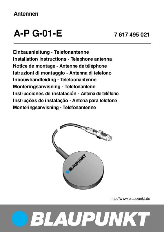 Mode d'emploi BLAUPUNKT A-P G01-E