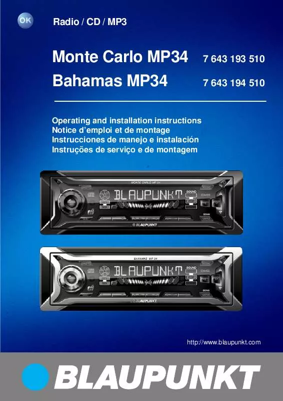 Mode d'emploi BLAUPUNKT BAHAMAS MP34