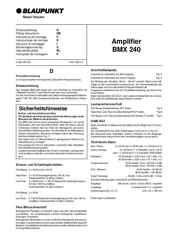 Mode d'emploi BLAUPUNKT BMX 240