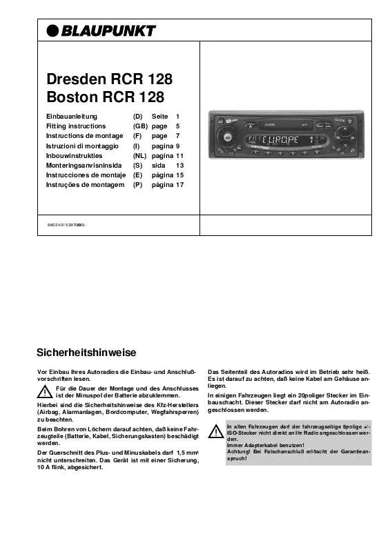 Mode d'emploi BLAUPUNKT BOSTON RCR 128