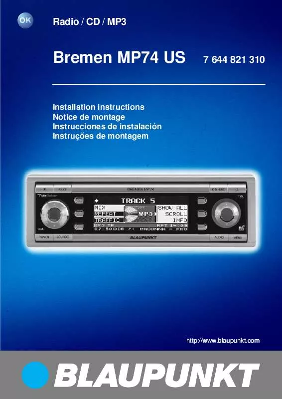 Mode d'emploi BLAUPUNKT BREMEN MP74 US