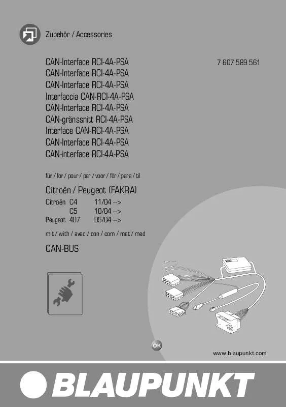 Mode d'emploi BLAUPUNKT CAN INTERFACE RCI-4A-PSA