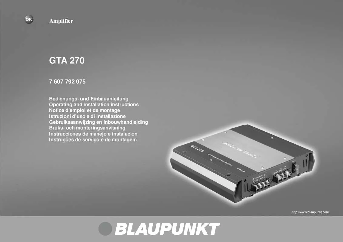 Mode d'emploi BLAUPUNKT GTA 270