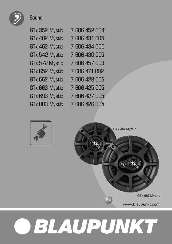 Mode d'emploi BLAUPUNKT GTX 462 MYSTIC SERIES