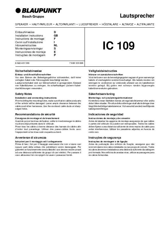 Mode d'emploi BLAUPUNKT IC 109