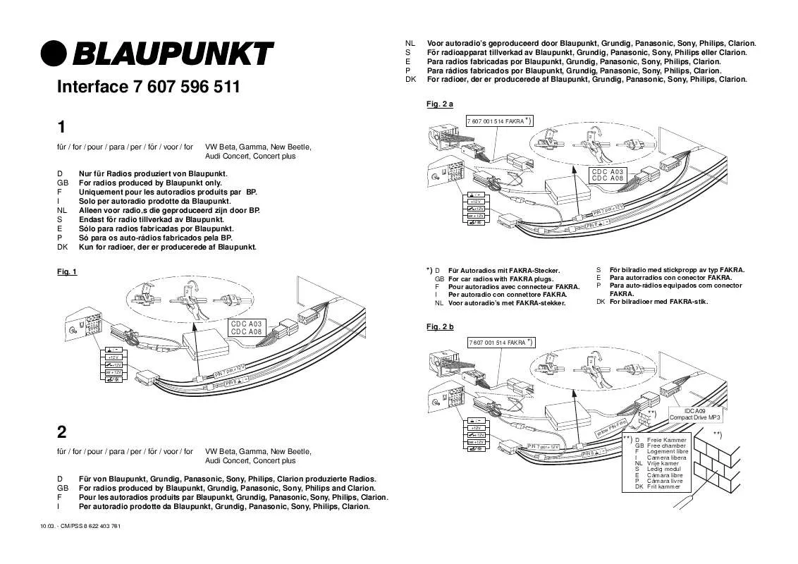 Mode d'emploi BLAUPUNKT INTERFACE CDC-A08