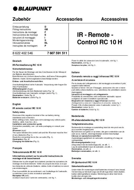 Mode d'emploi BLAUPUNKT RC-10H