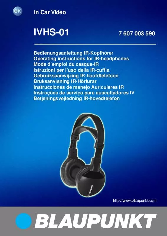 Mode d'emploi BLAUPUNKT IR HAEDPHONE IVHS-01