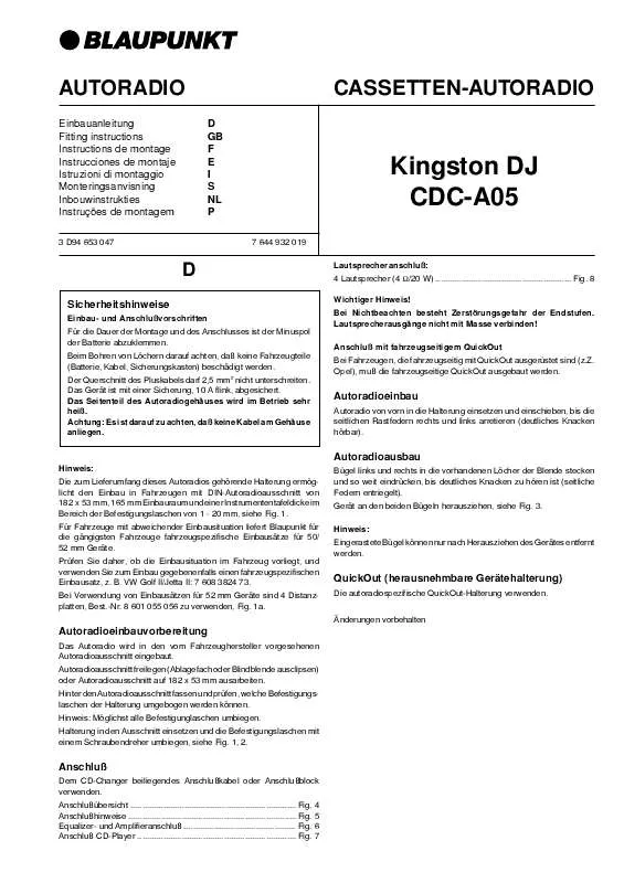 Mode d'emploi BLAUPUNKT KINGSTON DJ