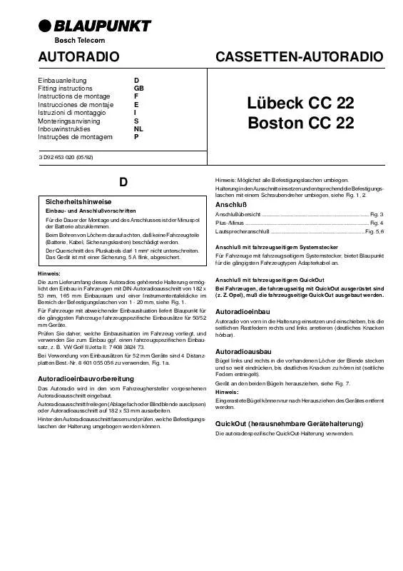 Mode d'emploi BLAUPUNKT LBECK CC22