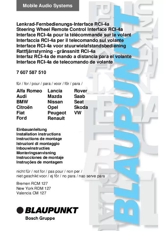 Mode d'emploi BLAUPUNKT RCI-4A