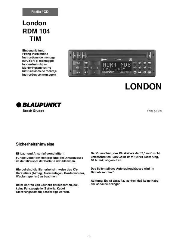 Mode d'emploi BLAUPUNKT LONDON RDM 104