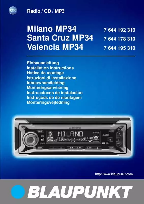 Mode d'emploi BLAUPUNKT MILANO MP34