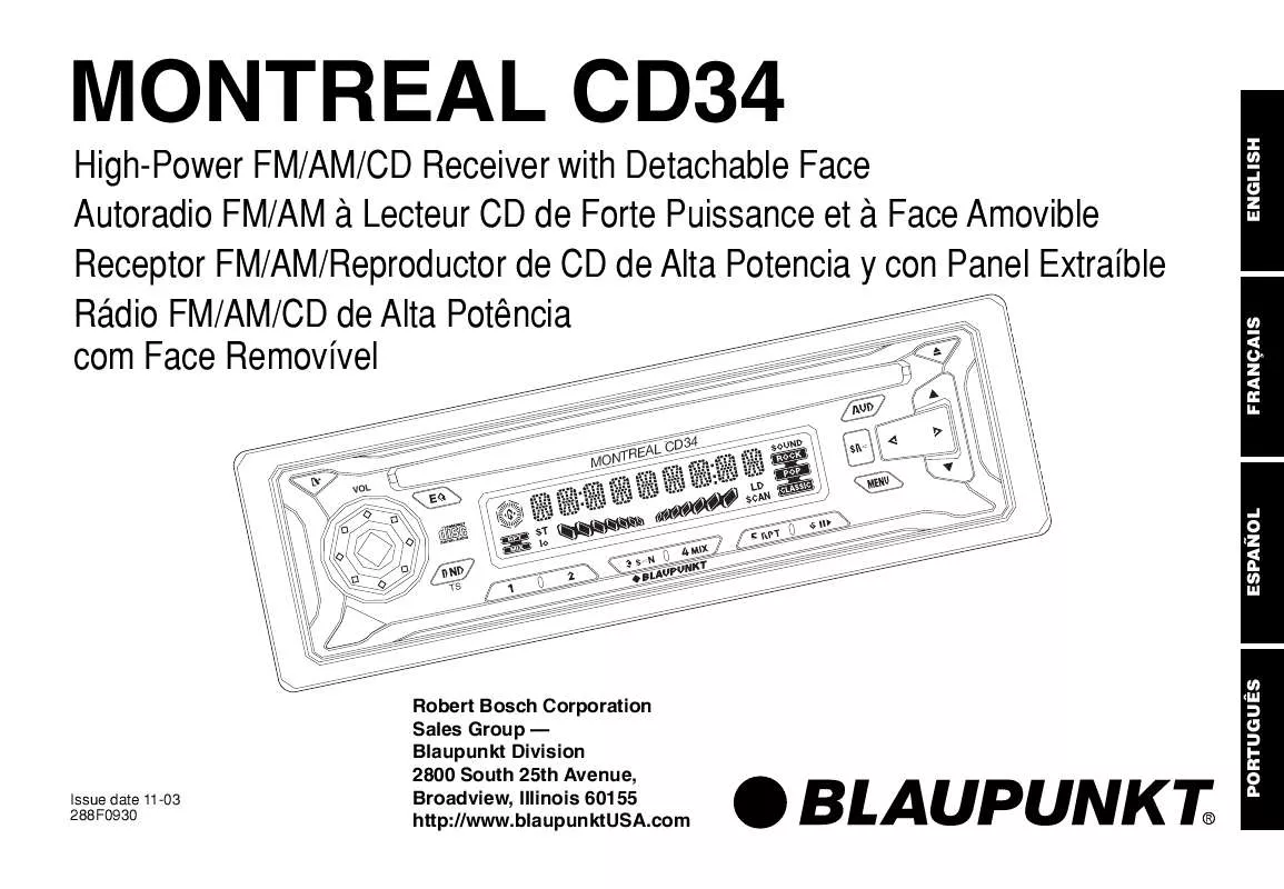 Mode d'emploi BLAUPUNKT MONTREAL CD34