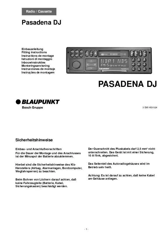 Mode d'emploi BLAUPUNKT PASADENA DJ