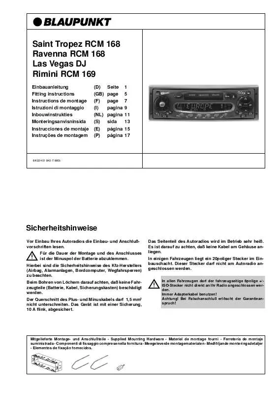 Mode d'emploi BLAUPUNKT RAVENNA RCM 168