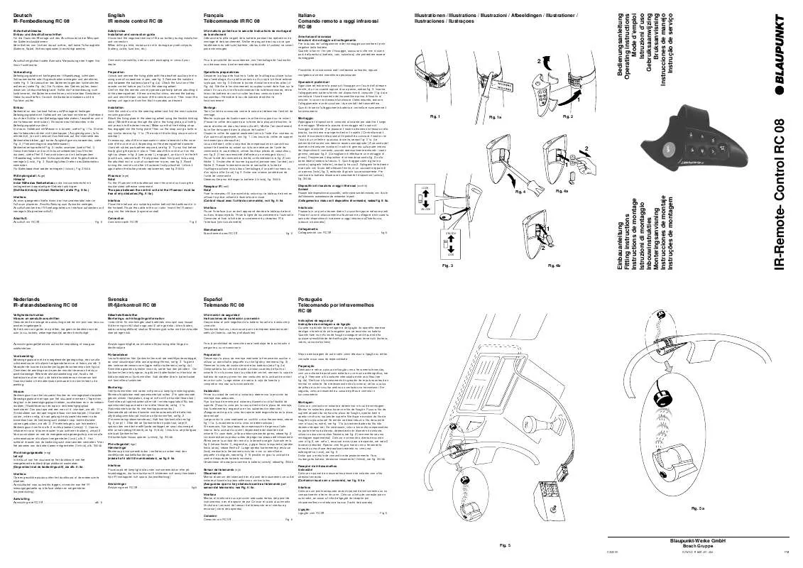 Mode d'emploi BLAUPUNKT RC08 IR- FERNBEDIENUNG