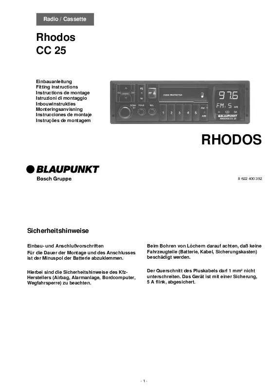 Mode d'emploi BLAUPUNKT RHODOS CC 25