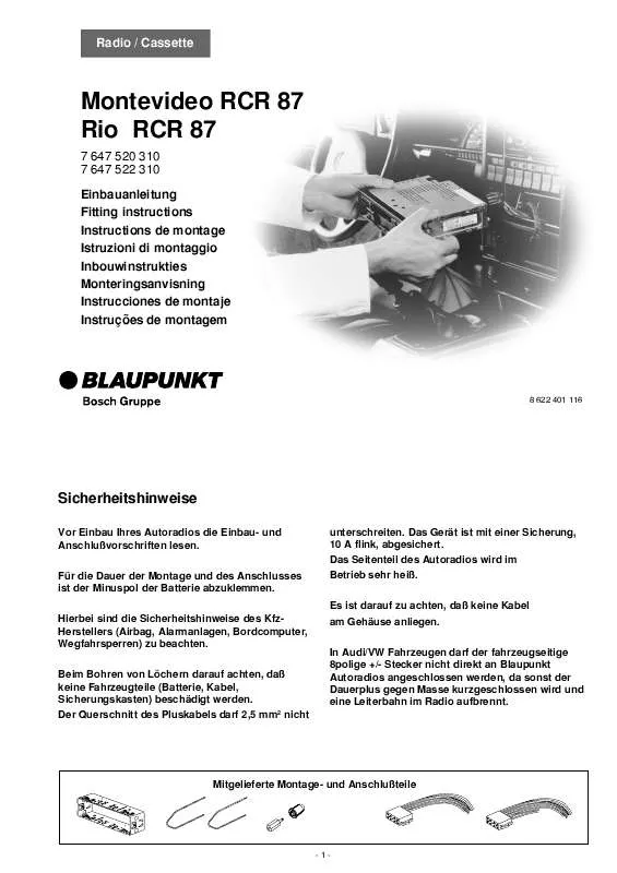 Mode d'emploi BLAUPUNKT RIO RCR 87