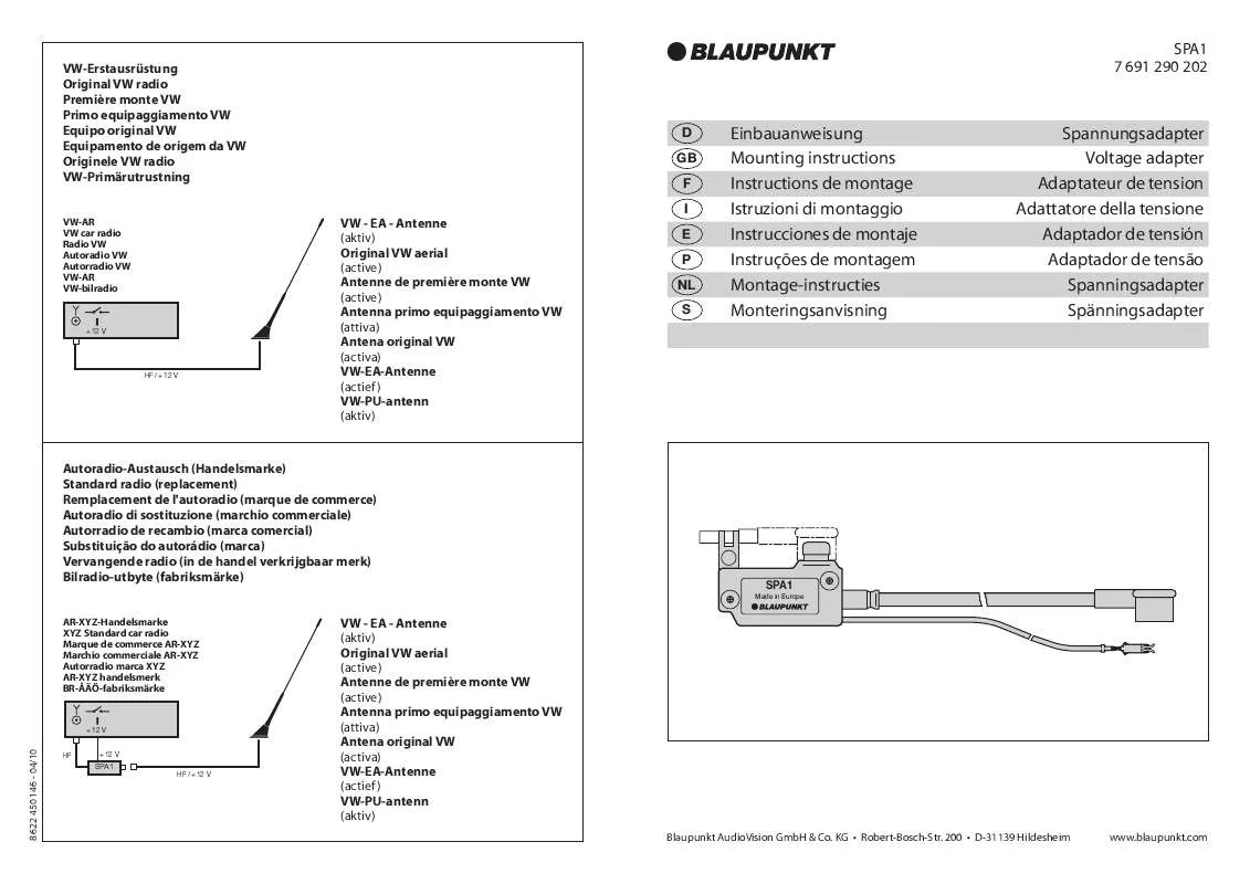 Mode d'emploi BLAUPUNKT SPA 1