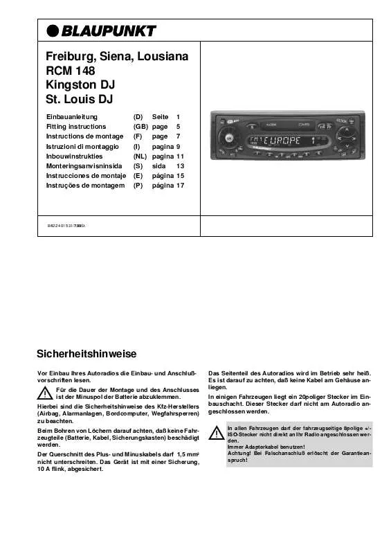 Mode d'emploi BLAUPUNKT ST. LOUIS DJ AG