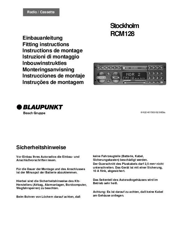 Mode d'emploi BLAUPUNKT STOCKHOLM RCM 128