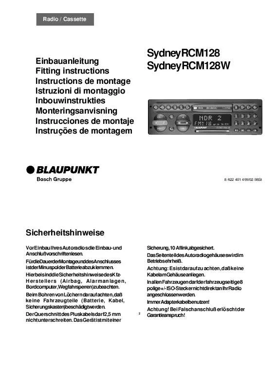 Mode d'emploi BLAUPUNKT SYDNEY RCM 128