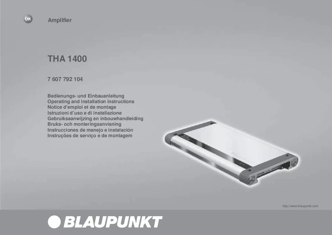 Mode d'emploi BLAUPUNKT THA 1400