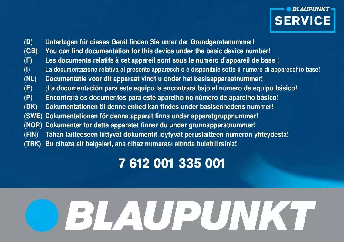 Mode d'emploi BLAUPUNKT TP DX-R70 A CLASSIC