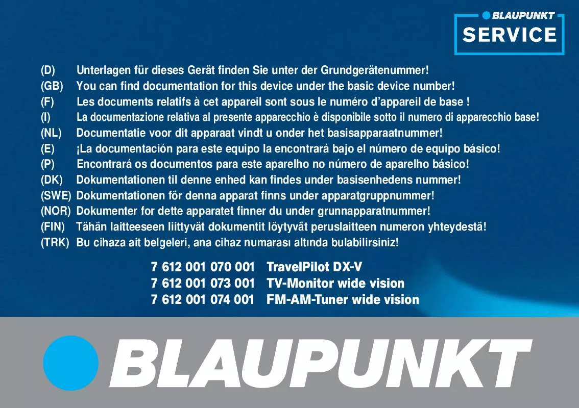 Mode d'emploi BLAUPUNKT TP DX-V MULTIMEDIA BNL