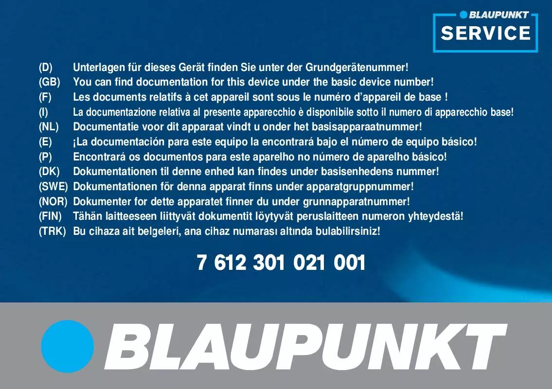 Mode d'emploi BLAUPUNKT TP E EXACT MP3 G/G TUERK