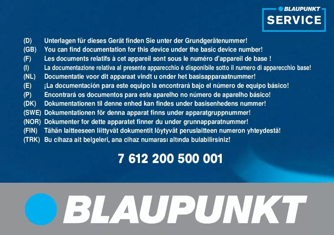 Mode d'emploi BLAUPUNKT TP EX-V B SEE