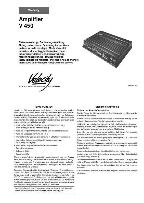 Mode d'emploi BLAUPUNKT V450