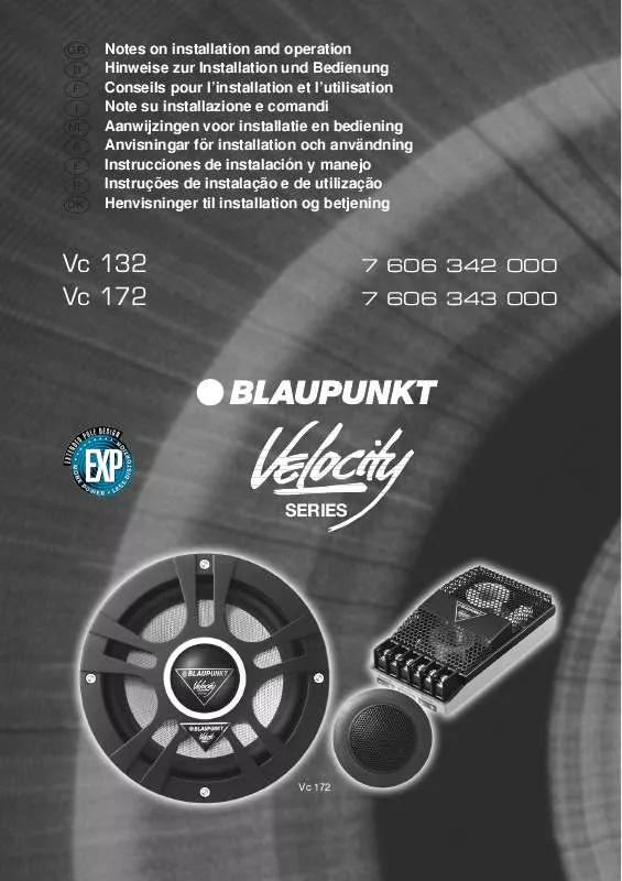 Mode d'emploi BLAUPUNKT VC 172