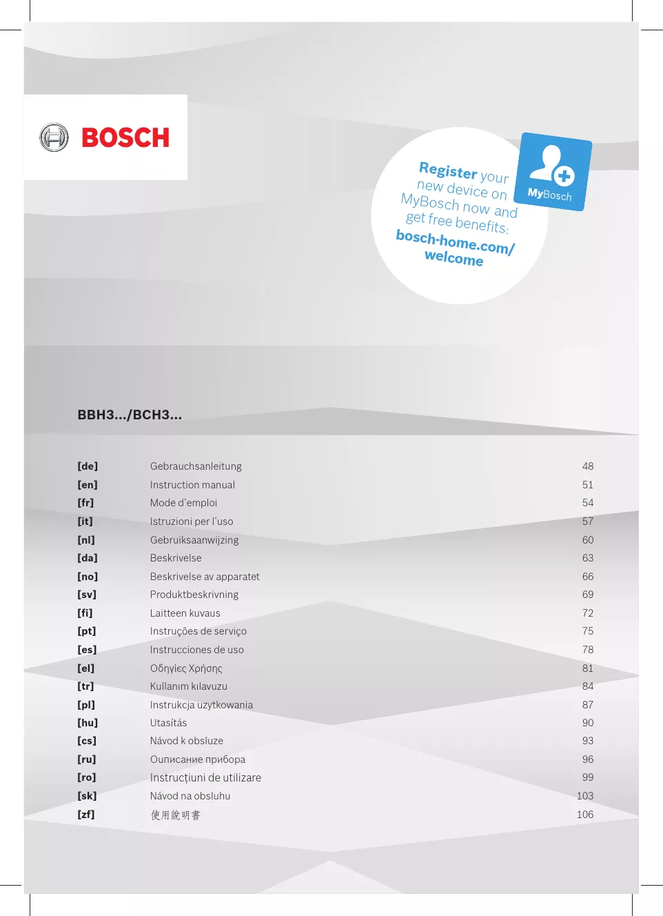 Mode d'emploi BOSCH BCH3P210