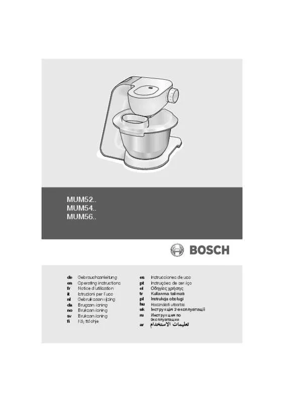 Mode d'emploi BOSCH ROBOT KITCHEN MACHINE MUM54230