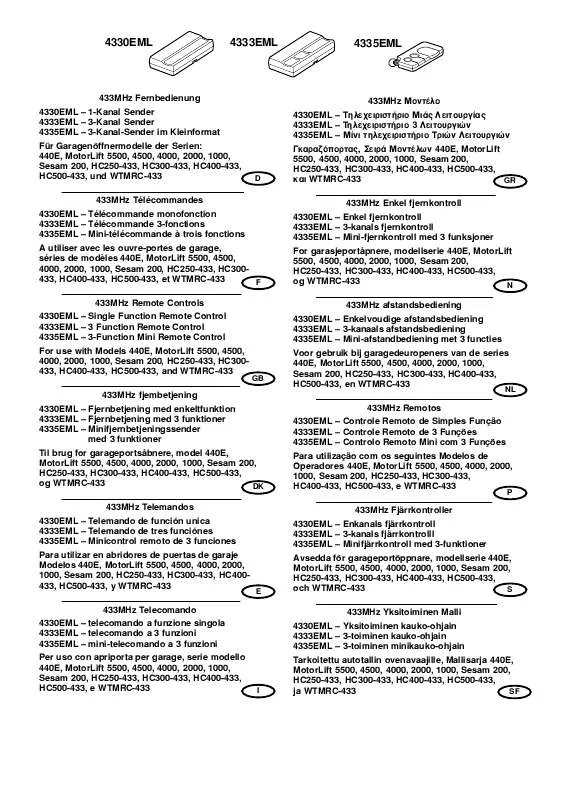 Mode d'emploi CHAMBERLAIN 4330EML