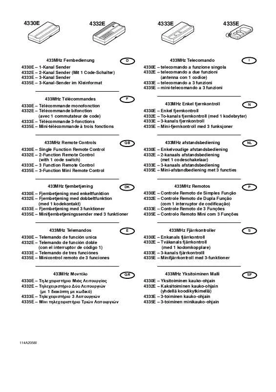 Mode d'emploi CHAMBERLAIN 4335E